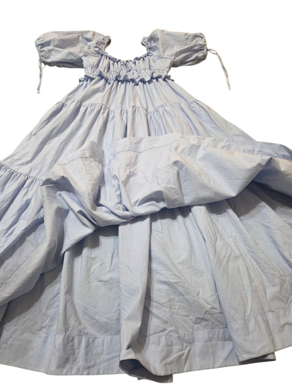 En Saison Poplin Tiered Midi Dress Puff Sleeves Cottagecore Cotton Small B25.1 - Picture 6 of 14